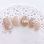 再販♡RUNA♪アッシュグレーパールフラワーネイルチップ