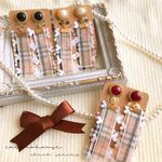 check＆heart ribbon earring