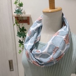 ダブルガーゼ　スヌード 桜 ブルーグレー 一重巻 
