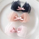ふんわりリボンクリップ♡リボン ピンク ネイビー ピーチ  可愛い 上品 子供