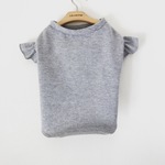 【再販】犬服・袖フリルシンプルTee_グレー