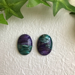 ヴィンテージアクリルカボション グリーン×パープル 25×18mm 2個セット