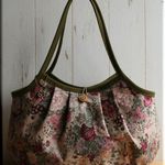 グラニーバッグ　シナモンベージュ×ワインレッド　薔薇