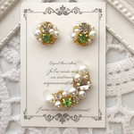 ビジュー♡ピアス＆イヤーカフセット【グリーン】