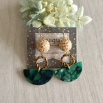 グリーン半円パーツ✱ヴィンテージピアス
