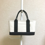  【受注制作】６号帆布 トートバッグ 横長 Ｓ キナリ×ブラック