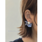 コットンパールと花びら ブルーアッシュ/片耳販売