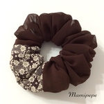 リバティ×シフォンシュシュク(brown×薄ベージュ小花)