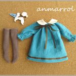 スモックワンピース(ターコイズ）セット＊ブライス　blythe＊　