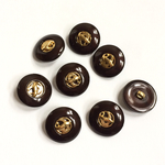 8個 18mm プラボタン ブラウン×ゴールド