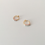 Beaded Crochet Hoop Earrings／CORAL PINK x MINT