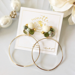 ♡gold hoop green bijou♡