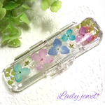 再販＊押し花印鑑ケース＊可愛い小花たち(カラフル紫陽花)