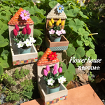 【🌷再販】粘土の花・小花の木製お家スタンド・ブリキバケツのミニチューリップ🌷