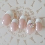 シンプルフレンチネイル/大人上品ネイル/お呼ばれネイル/パーティー/ネイルチップ/結婚式/前撮り/付け爪/Ｊ135