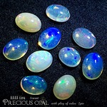 ■特別２石セット✧■【総合計約１ct.!!】プレシャスオパール・宝石質AAAAランク✧【宝石のような透明感✧】縦約６〜７mm【エチオピア産✧】オーバルシェイプ