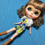 ブライス、リカちゃん、ジャンプスーツショートパンツベストセット、青系