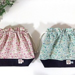 ★atsukotakumi様オーダー品★お弁当袋２セット　リバティ風花柄 ピンク＆サックス　❮入園・入学❯