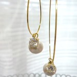 再再々・・・販３ｗａｙジルコニアとコットンパールキスカドロップ大小ピアス