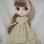 ブライス、リカちゃんサイズシルクコットンドレス