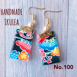 【再販】No.100 紅型リボンピアス/ブラック