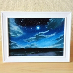 油絵原画『月光』　額縁付き