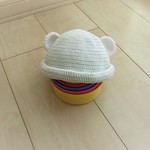 受注製作☆シンプルくま耳帽子（ガーゼ裏地つき）　グリーン