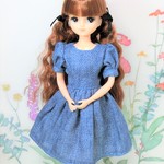 シンプルワンピース　デニムプリント＊リカちゃん