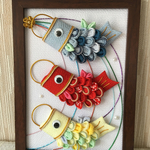 つまみ細工（アレンジつまみ）「端午の節句・こいのぼり和モダン」壁掛けタイプＡ5サイズ