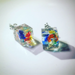 琉球ガラス  キューブピアス
