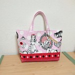 ミニトートバッグ＊アリス柄＊ピンク＊チャーム付き