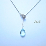 再販5✨宝石質アクアマリンのネックレス♡ラリエットネックレス✨シルバー925 変更可能✨アイスブルー
