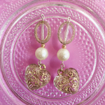 ヴィンテージ  ハート パール ピアス シルバーアクセ