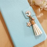 F27）iPhone★【再販！】タッセルと月と星☆イニシャル入り iPhoneケース
