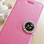 F36）iPhone★ラインストーンとパールのイニシャル付きiPhoneケース