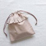 ○フリルの給食袋・巾着袋　プティットエトワール　グレイッシュピンク