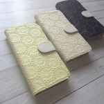   手帳型 サークルフラワーレース iPhoneケース