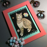 原画●夢色トラ猫のイラスト●絵画●ポストカード●アート●壁掛け