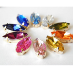 50個/15mm×17mm縫い付けパールの台座付ビジュー/アクリルストーン/レクタングル・オーバル/ホワイト
