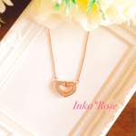 【送料無料】再入荷✨スワロフスキー✨カルティエ風クールハートネックレス♡グルーデコ ピンクゴールド