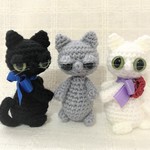 オーダー品☆cryseason様【送料無料】黒猫・グレー・白猫*あみぐるみ