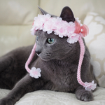 【再販6】猫用 花冠 桜のお下げ髪花冠