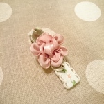ベビー用ヘアピン♥お花(オフホワイト花柄×ピンク)
