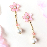 こぼれ桜のコットンパールピアス（一重）