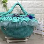 【Hana's shop❤】ズパゲッティ と麻紐バッグスミントブルー