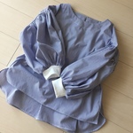 leelee様ご予約のお品です☆D 白リブがクレリック風 お袖にもバックにも たっぷりギャザーのコットンブラウス 