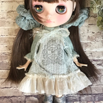 956 ミントグリーン×ピンストライプ ワンピース ブライス Blythe アウトフィット