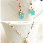 新色セット♡ティファニーブルーボックスみたいなピアス&ネックレス ピンクゴールドカラー