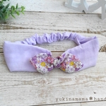 【再入荷致しました♪】再販×4　ベビーヘアバンド　＊花柄ラベンダー＊