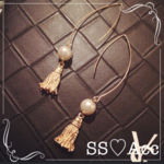 ゴールドタッセル♦︎パール*ロング華奢ピアス